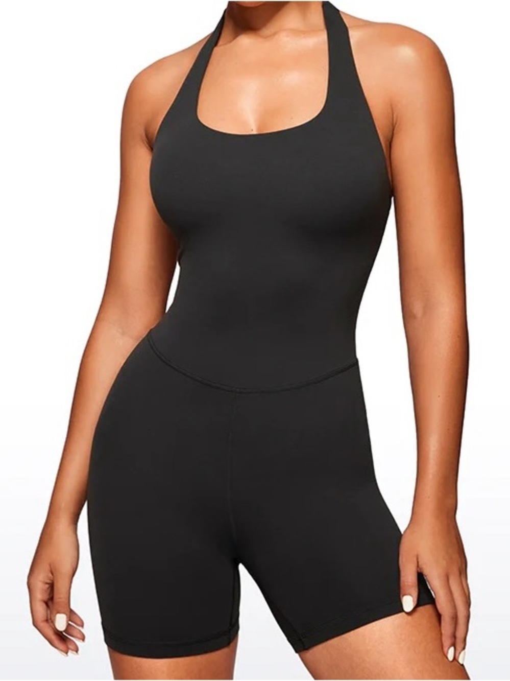 Navy blue Halter Neck Unitard Romper
